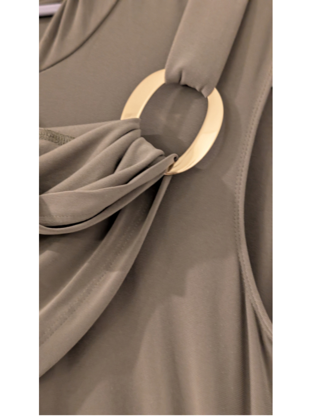 NWT Halston Sage Draped Gold Ring Belted Midi Maxi Dress Size 4 $134 - Picture 6 of 11